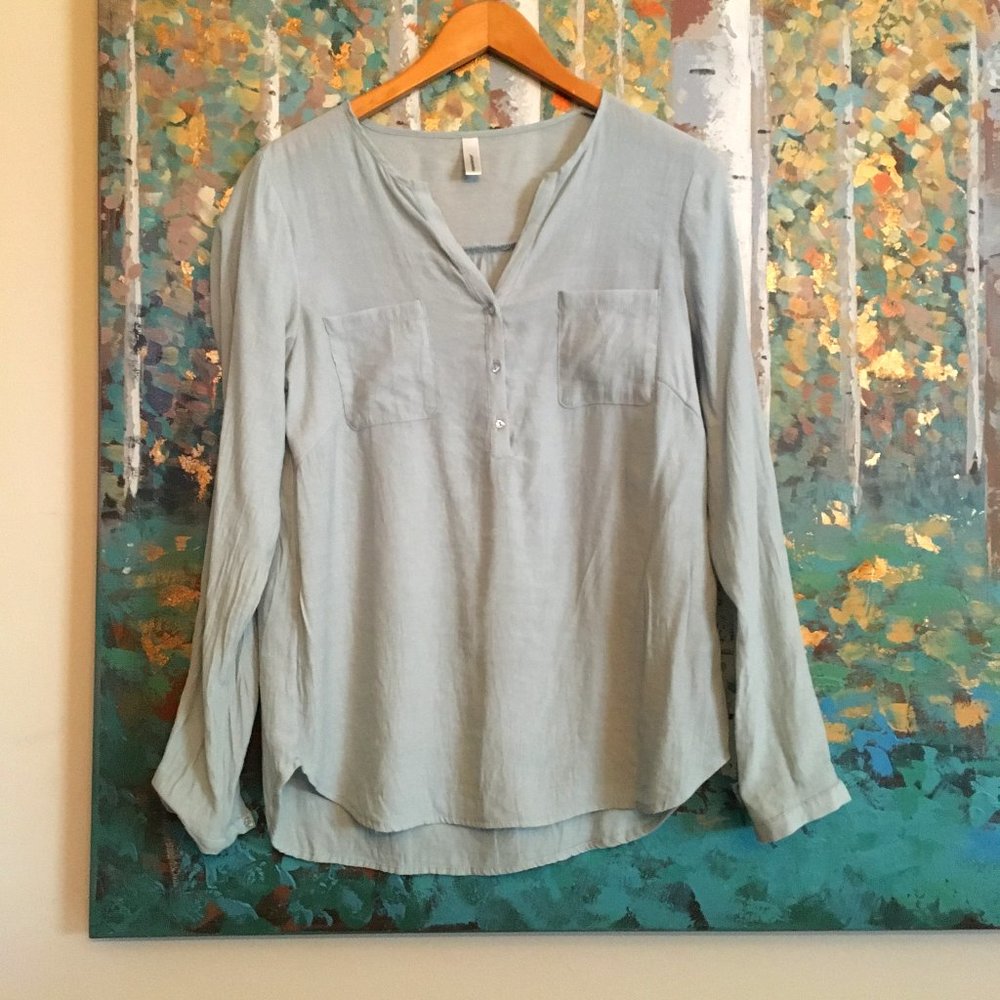 Soyaconcept Denmark Powder Blue Semi Sheer Tunic Blouse Top Medium